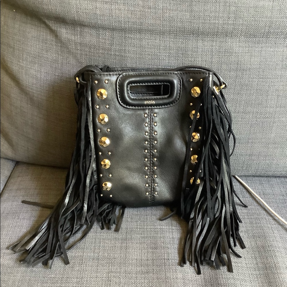 Maje studded fringe leather crossbody